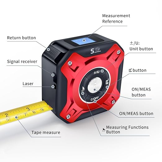 2 in 1 Laser Tape Measure with Level | 131ft/40M Laser Distance Meter Display - Image 2