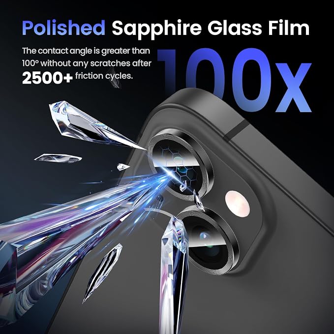 Tensea for iPhone 14 / iPhone 14 Plus Camera Lens Protector, 9H Tempered Glass - Image 5