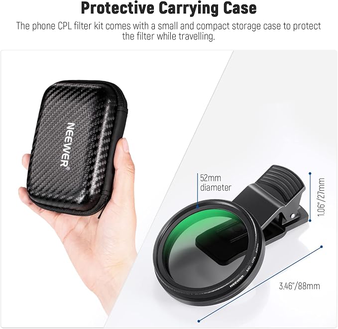 NEEWER 52mm CPL Filter for Phone, Clip On Circular Polarizing Lens Filter - Image 7