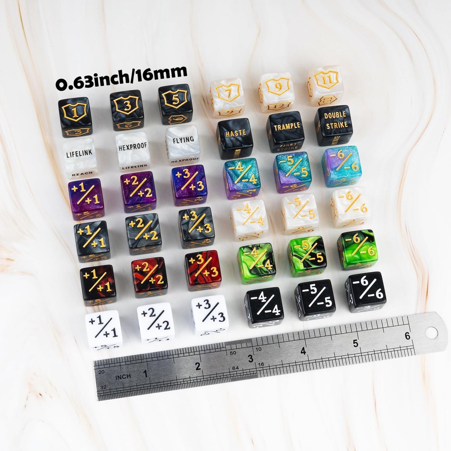 78 Pieces MTG Dice Counters Bulk Life Keyword Counter Dice Set Plus 1/+1 Buff Ability Tokens for MTG, TCG, Cards Gaming Accessories