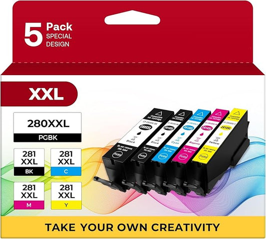PGI-280 XXL/CLI-281 XXL Ink Cartridge 5 Color Value Pack Replacement by MIOLAINZ