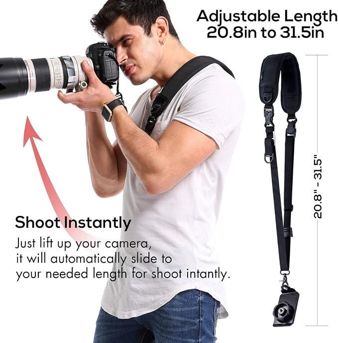 waka Camera Neck Strap with Quick Release and Safety Tether, Adjustable Camera - Image 6