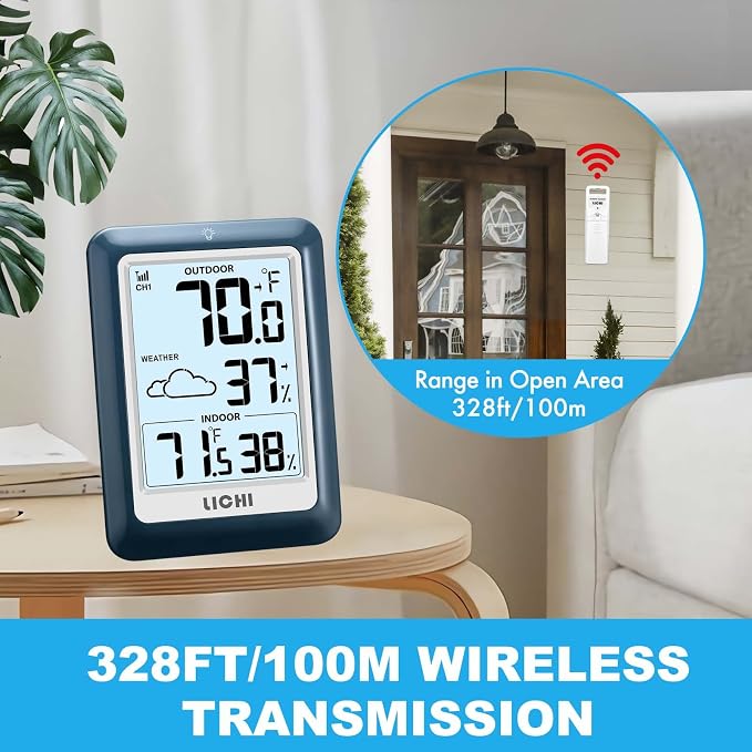 Indoor Outdoor Thermometer Wireless Weather Station, Internal External - Image 4