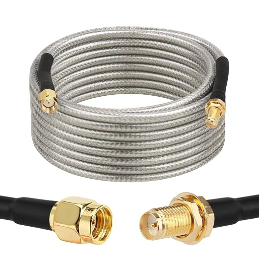 RP-SMA Male to RP-SMA Female Bulkhead Cable 15FT, RG58 Coaxial Cable by XRDS-RF