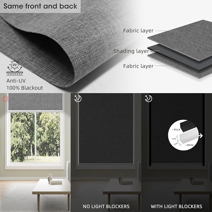 SmartWings Motorized Blinds Dual-Sided Cordless Smart Blackout Shades, Custom - Image 3
