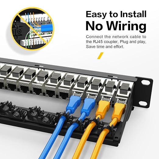 Patch Panel 24 Port with 24 Pcs Cat6A Keystone Jack STP 10G Support with - Image 5