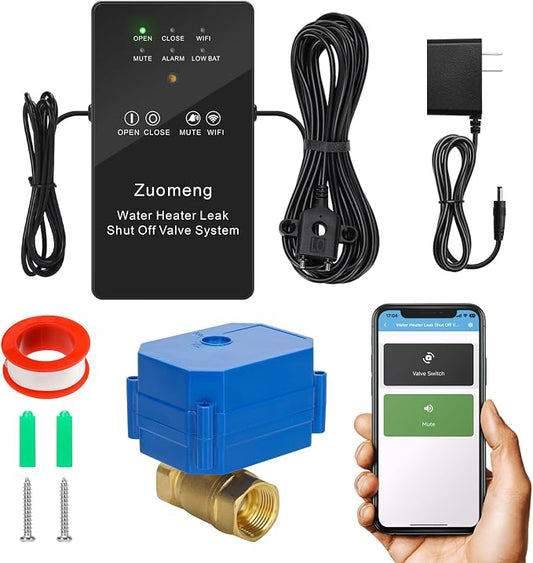 WiFi Water Leak Detector with Automatic Shutoff Valve，Zuomeng Smart Water by Zuomeng