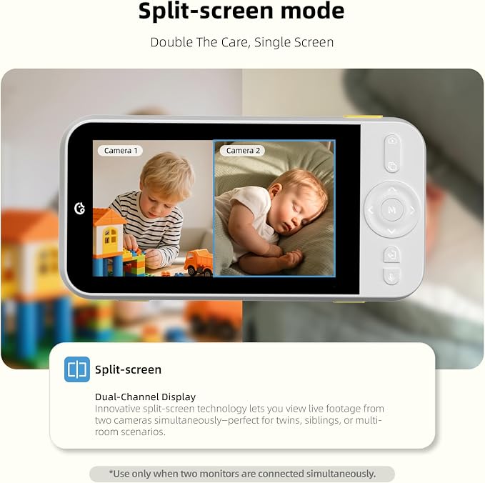 Ellie Pro Baby Monitor with 2 Cameras, 6000mAh Battery, Remote Pan-Tilt-5X Zoom - Image 2