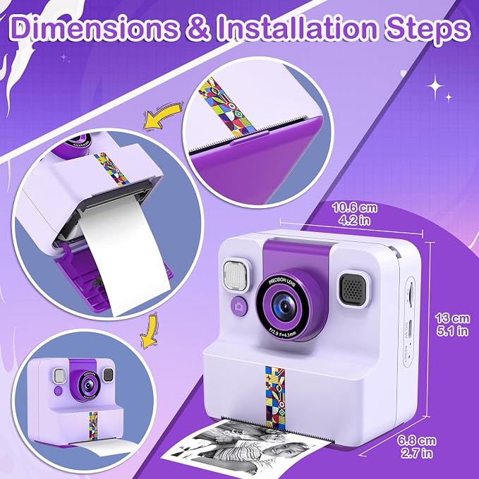 Nreonrick Kids Camera Instant Print, Selfie Toddler Digital Instant Camera - Image 6