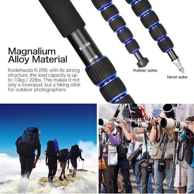 Koolehaoda 6-Section Monopod Compact Portable Photography Aluminum Alloy Unipod - Image 5