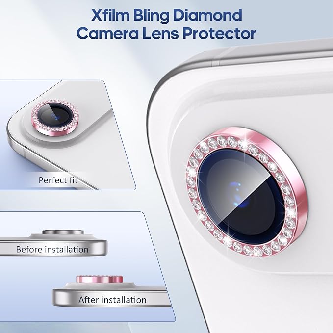 for iPhone 17 Air Camera Lens Protector Bling, Individual Diamond Metal Ring - Image 5