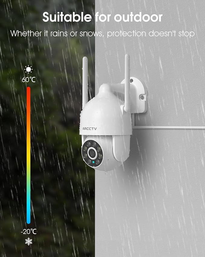 ARCCTV 2K Security Cameras Outdoor, 360°Pan-Tilt View 2.4G/5G WiFi Security - Image 8