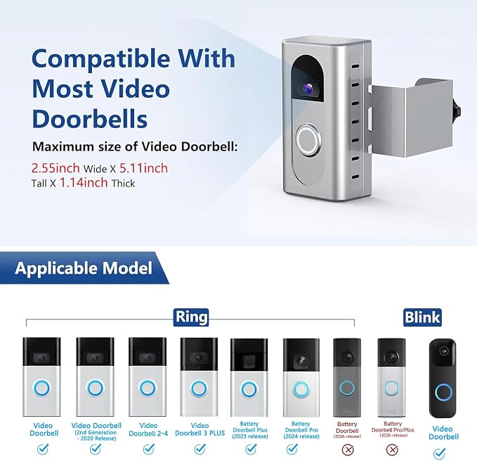KIMILAR Anti-Theft Video Doorbell Mount Compatible - Image 2