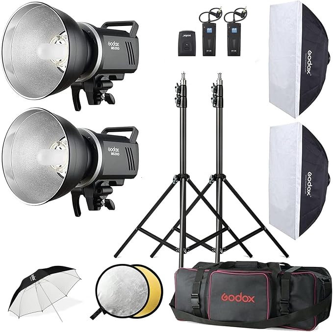 Godox Studio Flash Kit for Photography, 600W Studio Strobe Light Set by GODOX