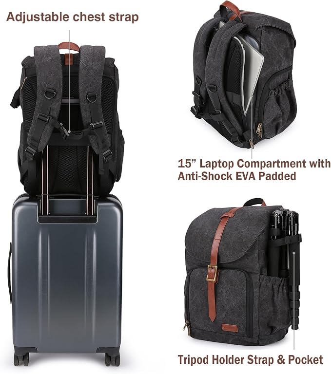 BAGSMART Camera Backpack, DSLR SLR Waterproof Camera Bag, Anti-Theft - Image 5