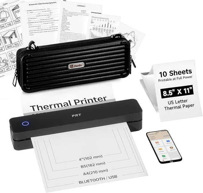 PRT Portable Printer Wireless for Travel, Thermal Inkless Printer for Home Use by PRT