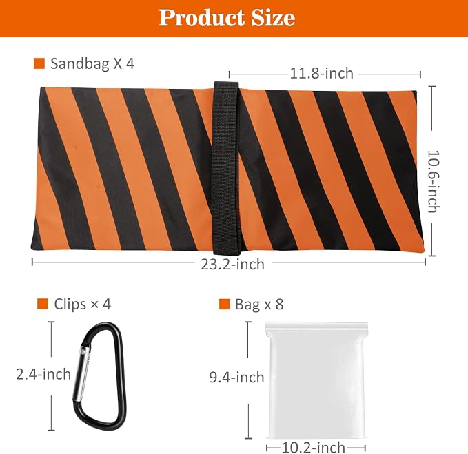 4 Packs Orange Sandbag Weight Bags - Image 4