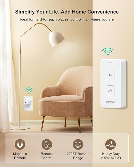 Remote Control Outlet with 2 Remotes, 200FT Long Range Wireless On Off Switch - Image 2