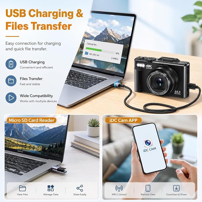 4K Digital Camera for Photography, 4K 64MP Vlogging Camera for YouTube - Image 6