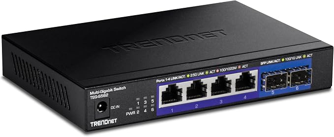 TRENDnet 6-Port Unmanaged Multi-Gig Switch, 4 x 2.5GBASE-T Ports, 2 x 10G SFP+ by TRENDnet