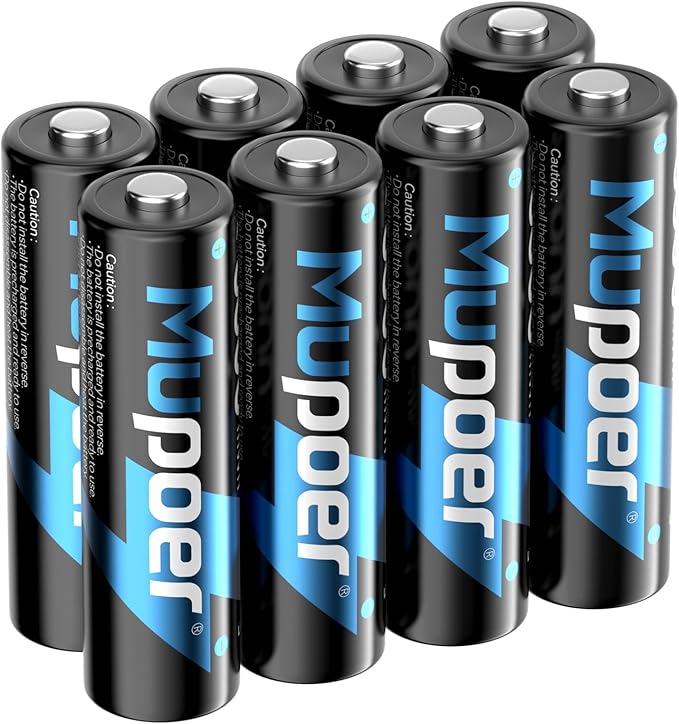 Rechargeable AA Batteries 8 Count, Lithium Battery A 1.5V 3000mWh, Double A by Mupoer