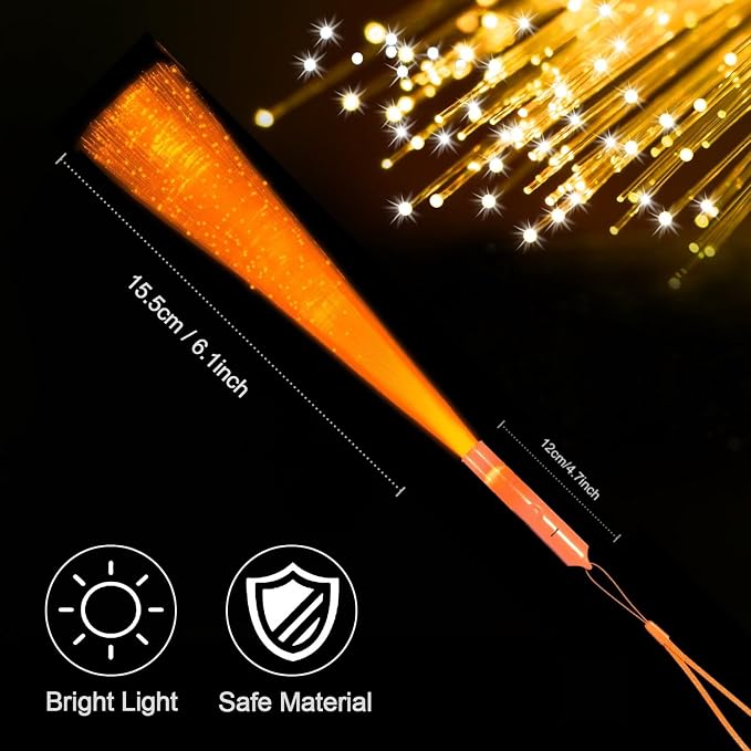 36 Pack Orange Glow Sticks Light Up Fiber Optic Stick Glow Wands Bulk - Image 2