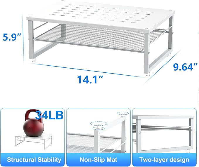 gianotter 2-Tier Metal Monitor Stand Riser, Desk Accessories & Workspace Desk - Image 5