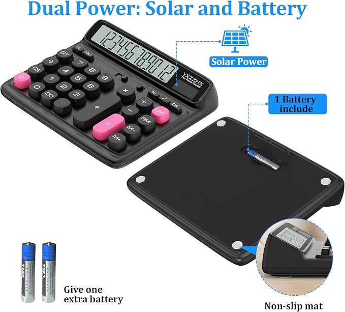 Desktop Calculator with Extra Large 5-Inch LCD Display, 12-Digit Two Way Power - Image 6