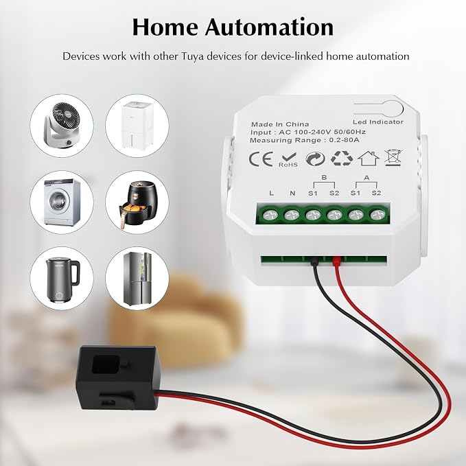 eMylo 2 Channel WiFi Power Meter 80A+80A Smart Power Monitor, Clamp Ammeter - Image 6