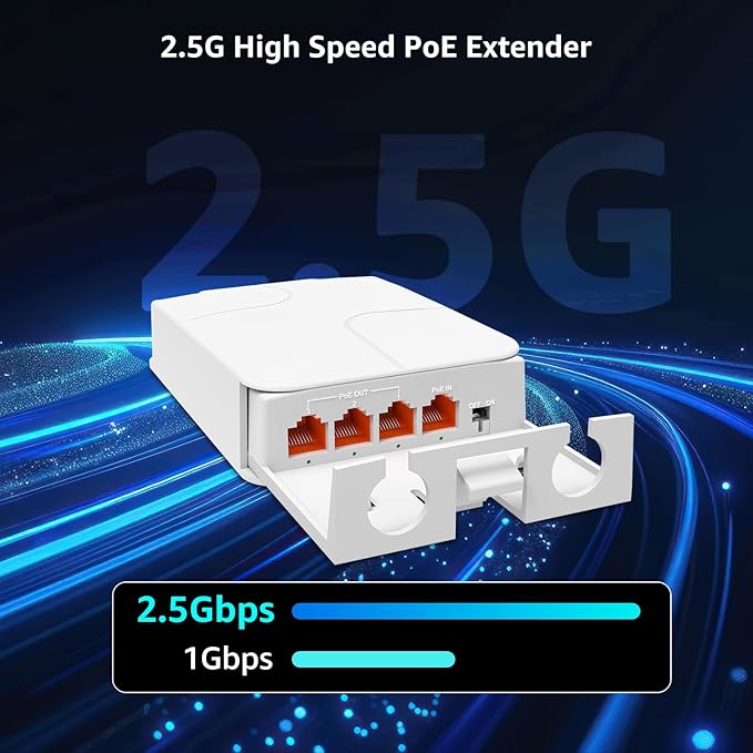 YuanLey Outdoor 2.5 Gigabit PoE Extender 1 in 3 Out, 4 Port 2.5Gbps PoE - Image 3