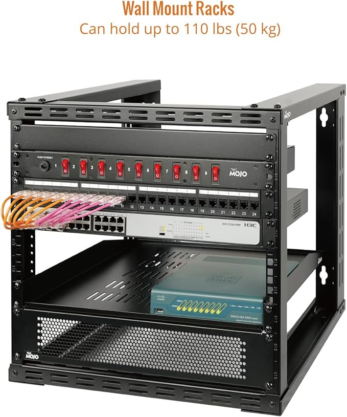Tecmojo 15U Wall Mount Rack, Wall Mount Network Rack 15.8in Depth, Open Frame - Image 3