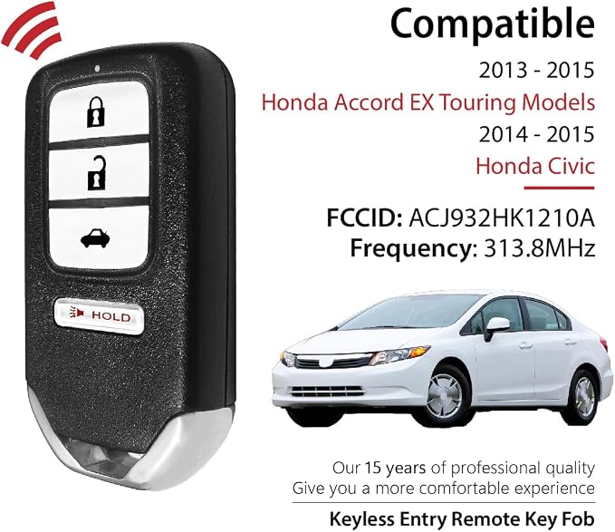Car Key Fob Remote Keyless Entry Control ACJ932HK1210A 313.8MHz 4 Button - Image 2