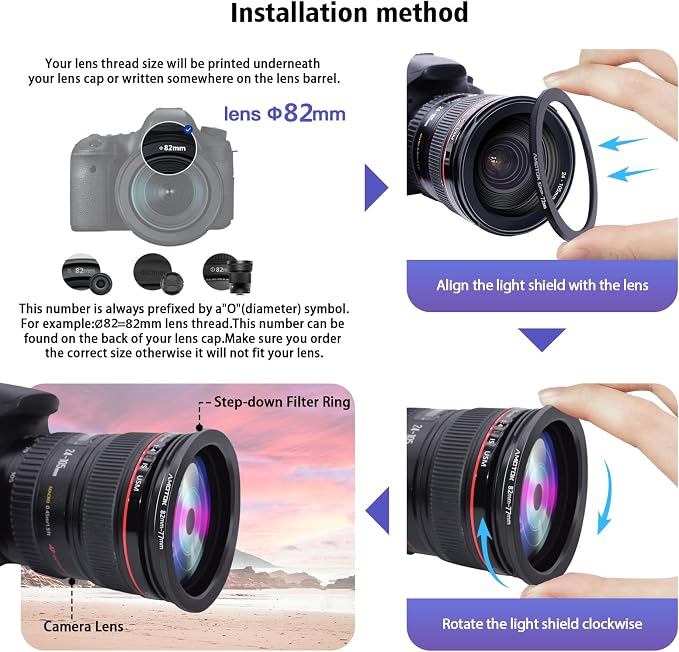 82mm Lens to 72mm Camera Lens Adapter, 82mm to 72mm Filter Step-Down Ring - Image 5