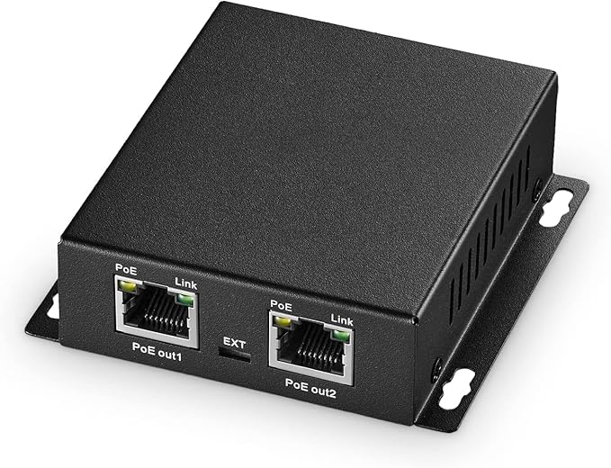 Binardat PoE Extender Passthrough Switch, 1 in 2 Out, IEEE802.3af/at Powered by Binardat