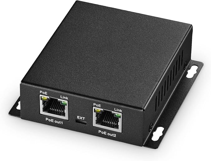 Binardat Gigabit PoE Extender Passthrough Switch, 1 in 2 Out, IEEE802.3af/at by Binardat