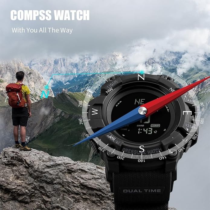Watch Compass, Altimeter Barometer Thermometer Temperature, Military Army - Image 4