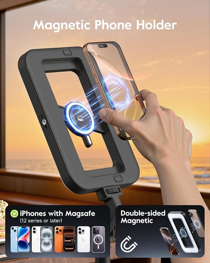 Tripod for iPhone with Light, Portable 15W Ring Light with Stand and Phone - Image 7