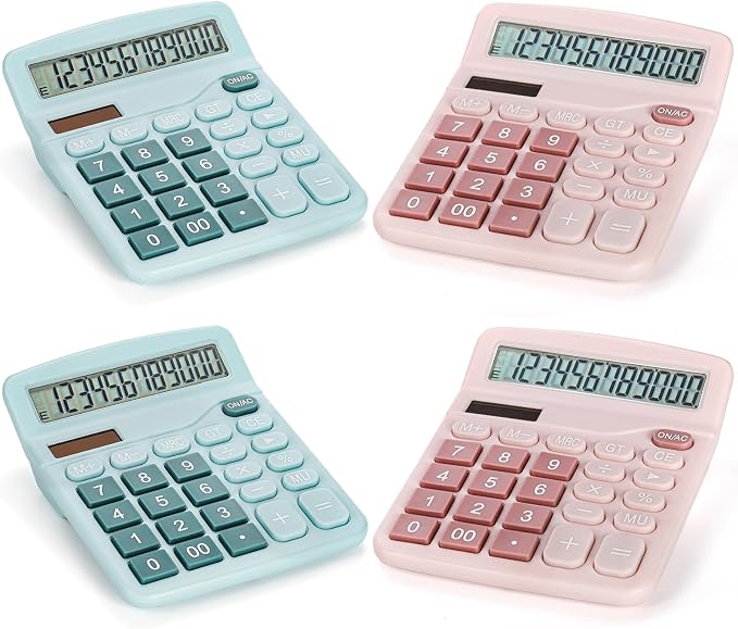 Noamus 4 Pack Handheld Desktop Calculators, Solar Battery Dual Power Basic - Image 7