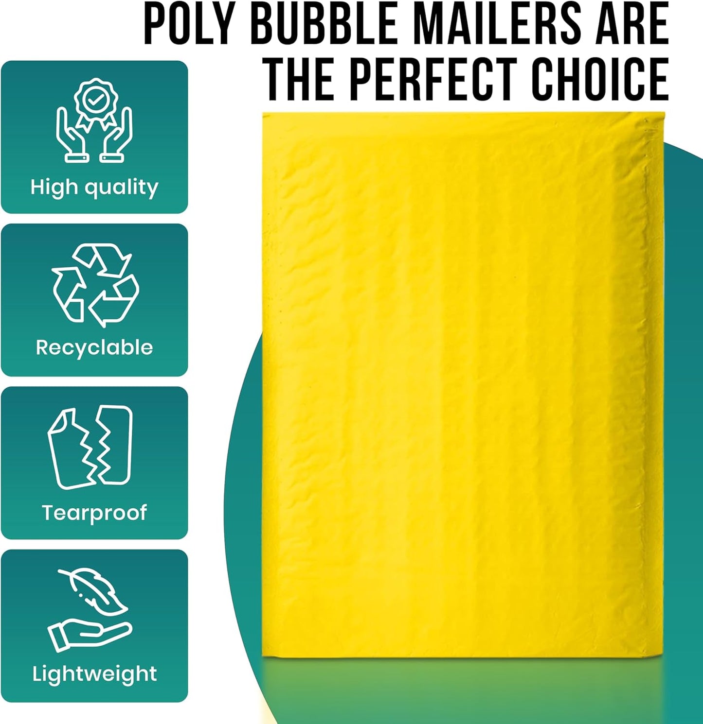 Levex - #2 8.5" x 12" [10 Pack] Yellow Poly Bubble Mailers, Padded Envelope Mailers, Packing Envelope & Mailing Bags for Shipping