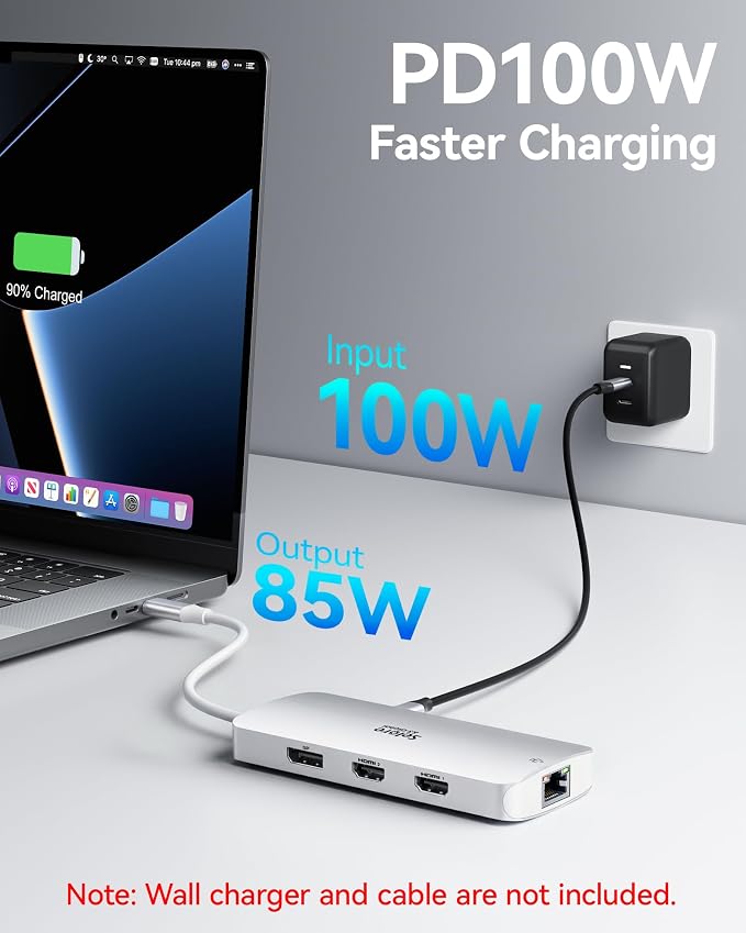 USB C Docking Station Dual Monitor, Selore Docking Station 3 Monitors Triple 4K - Image 6