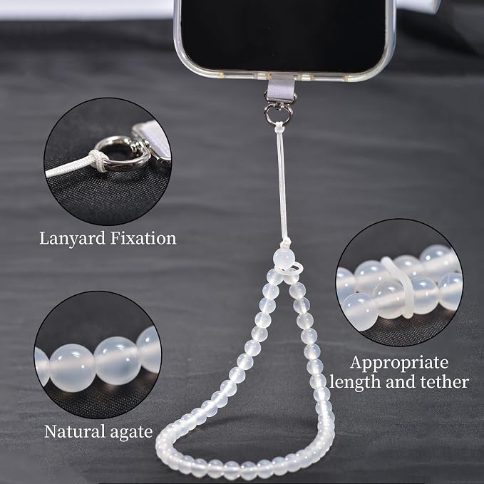 Agate Beaded Phone Wrist Strap for Women Men Stone Beads Charm Handmade - Image 3
