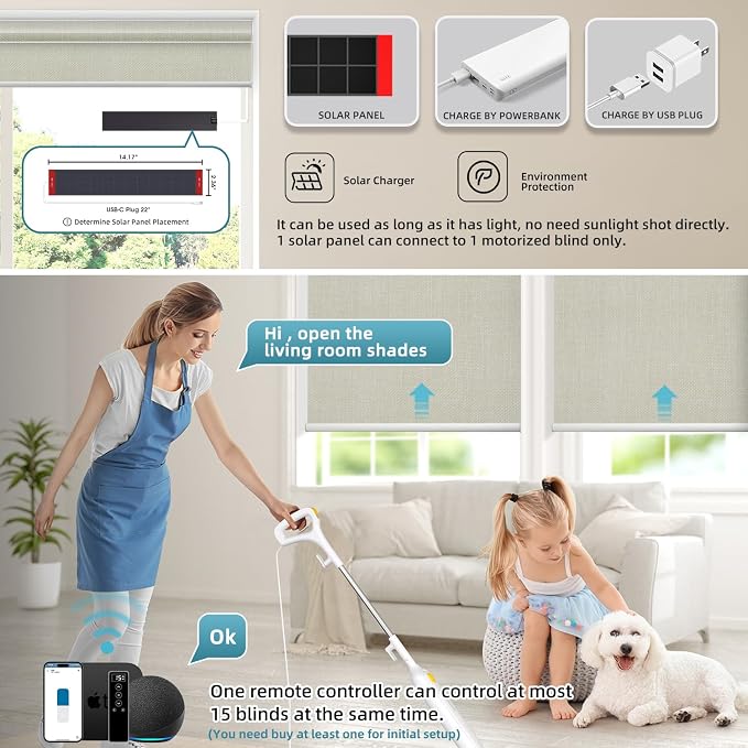 SmartWings Motorized 100% Blackout Shades Blinds, Custom Size, Cordless Window - Image 2