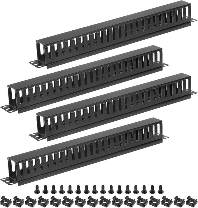 PATIKIL 1U 19 Inch Cable Manager, 4 Pack 24 Slot Horizontal Rack Mount Wire by PATIKIL