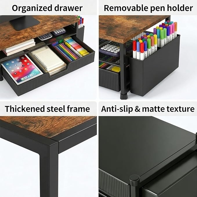 ECOLOVI Desk Organizer and Accessories, 2-Tier Computer Monitor Stand Rise - Image 3