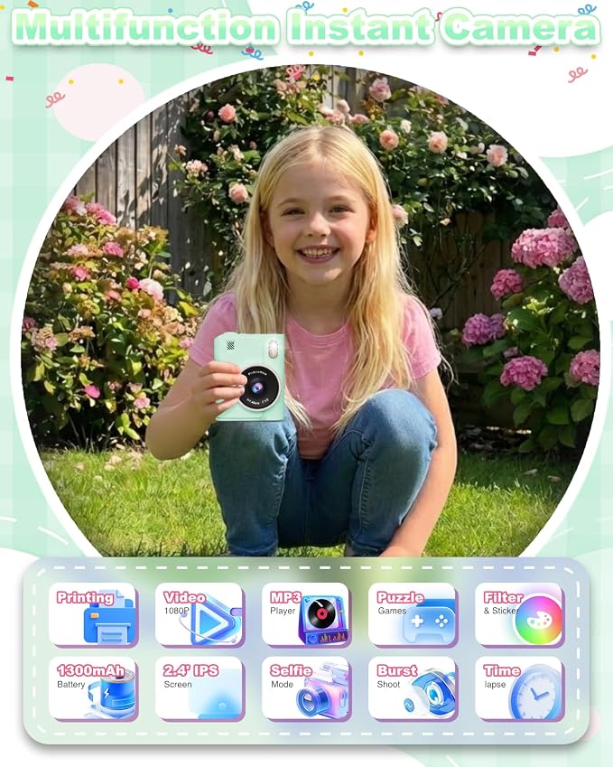 Instant Print Camera for Kids, 1080P Instant Digital Print Cameras for Toddler - Image 2