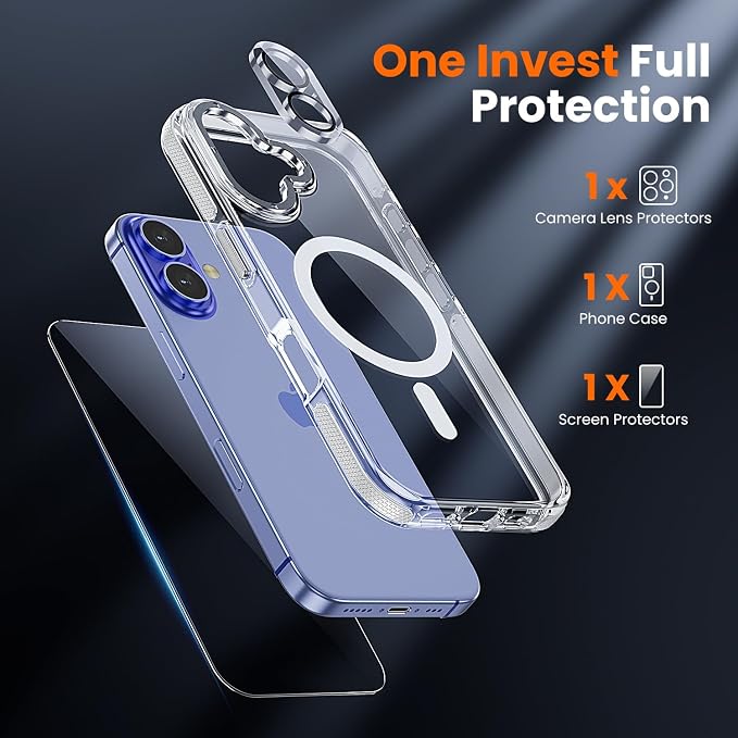 toushion 3 in 1 for iPhone 16 Plus Case Clear Bumper | - Image 3