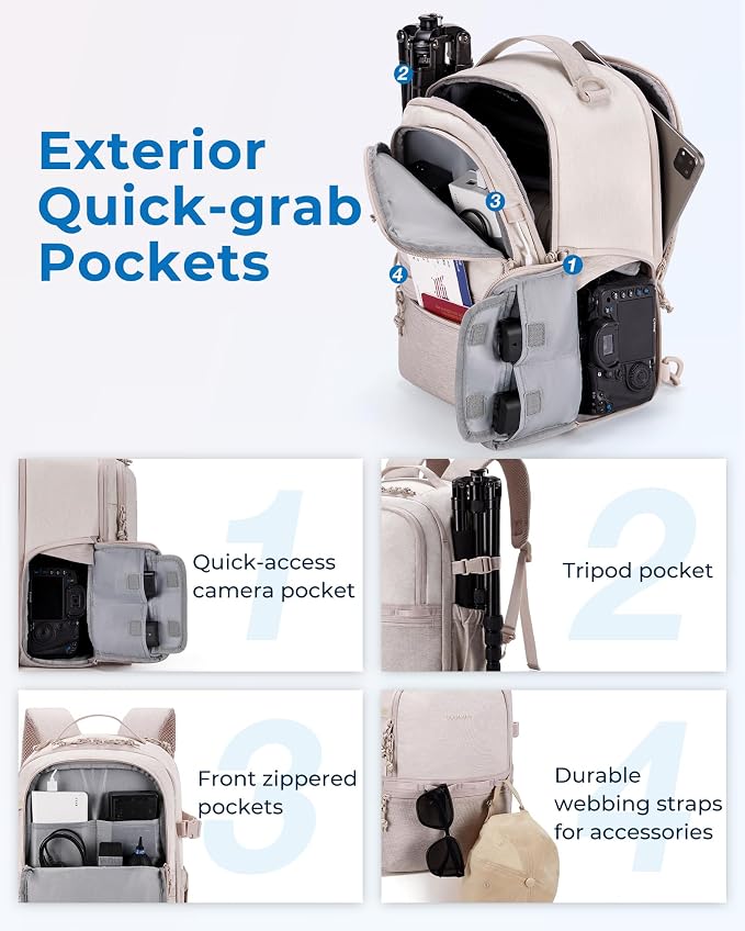 BAGSMART Camera Backpack, DSLR SLR Small Camera Bags - Image 4