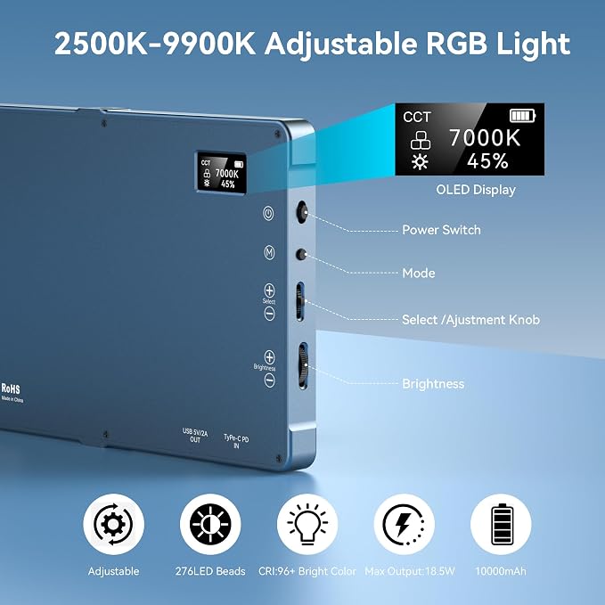 ENEGON 10000mAh RGB LED Video Light - Image 4