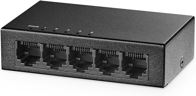 Binardat 5 Port Gigabit Ethernet Switch, 5 Ports 100/1000Mbps, Mini Size Metal by Binardat