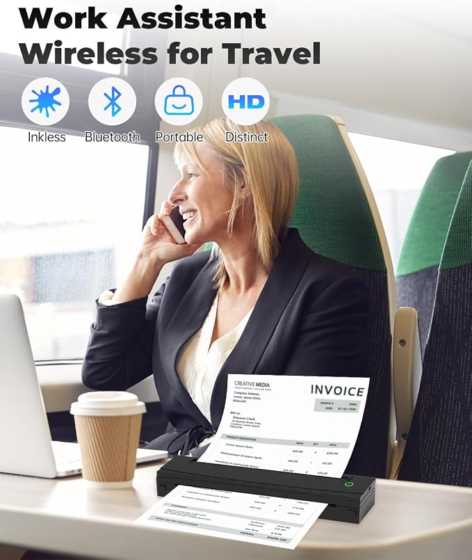 Portable Printer Wireless for Travel, D80 Thermal Printer, Inkless Printers - Image 6
